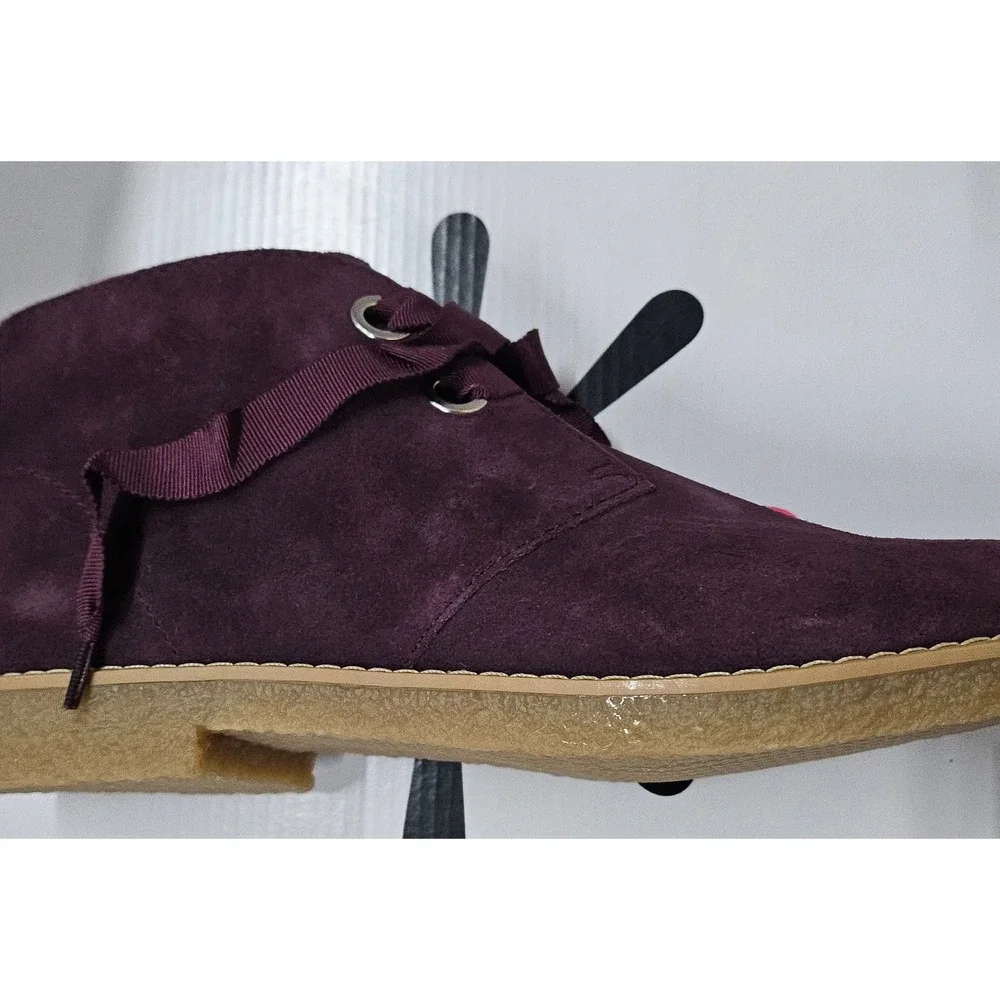 Isaac Mizrahi Live IM ZOE Dark‎ Red Suede Ribbon Lace Desert Boots Womens 7.5M